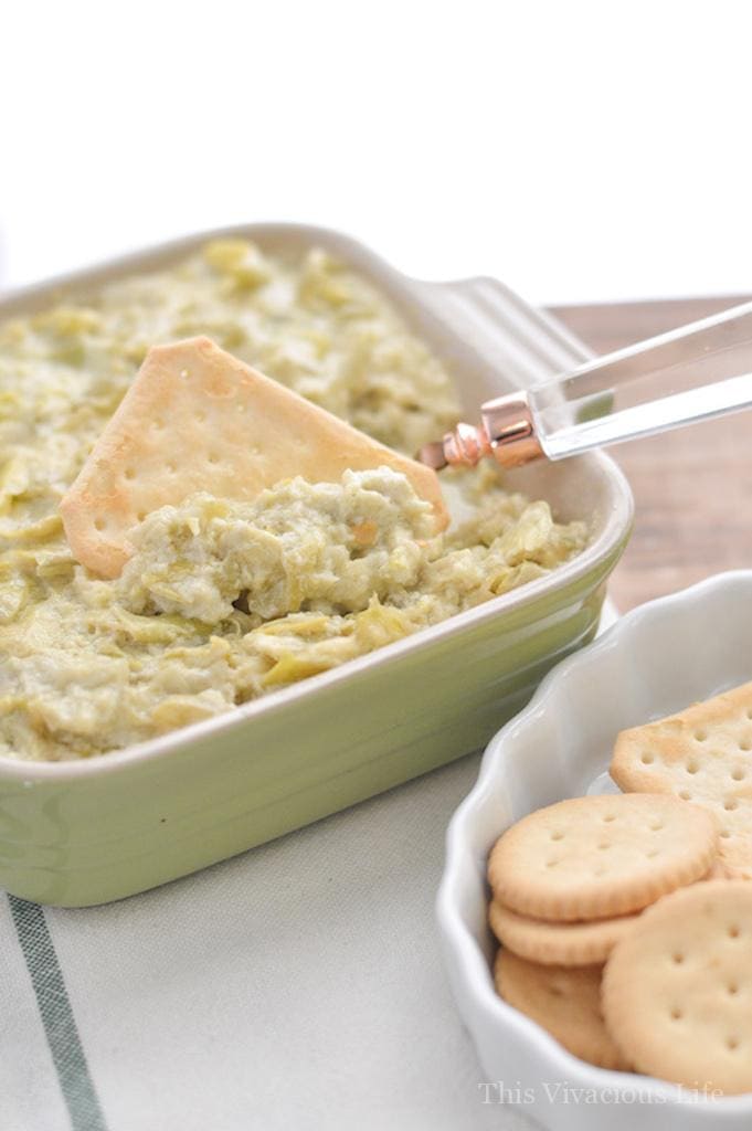 This Instant Pot artichoke dip is a great appetizer that can be made in minutes. It is especially good for summer when you want to keep the house cool or on Thanksgiving when the oven is already full.