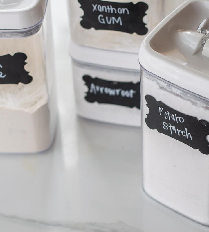 Gluten-free flour & starches in plastic jars