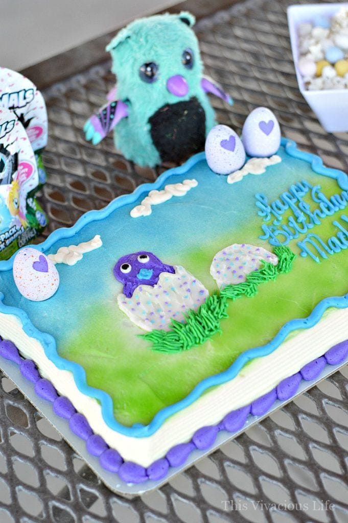 Hatchimals birthday cake on a table