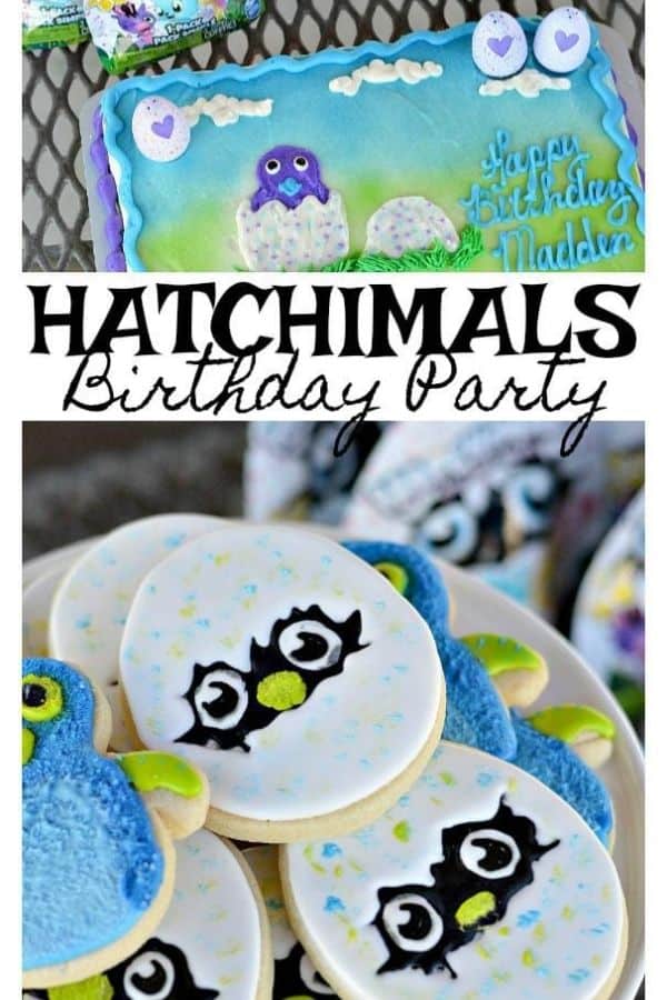 Hatchimals birthday party cake and cookies