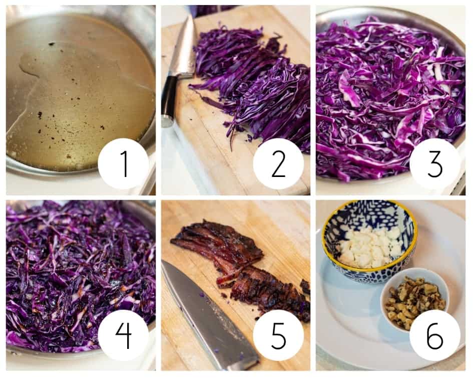 Step by step instructions to make red cabbage salad