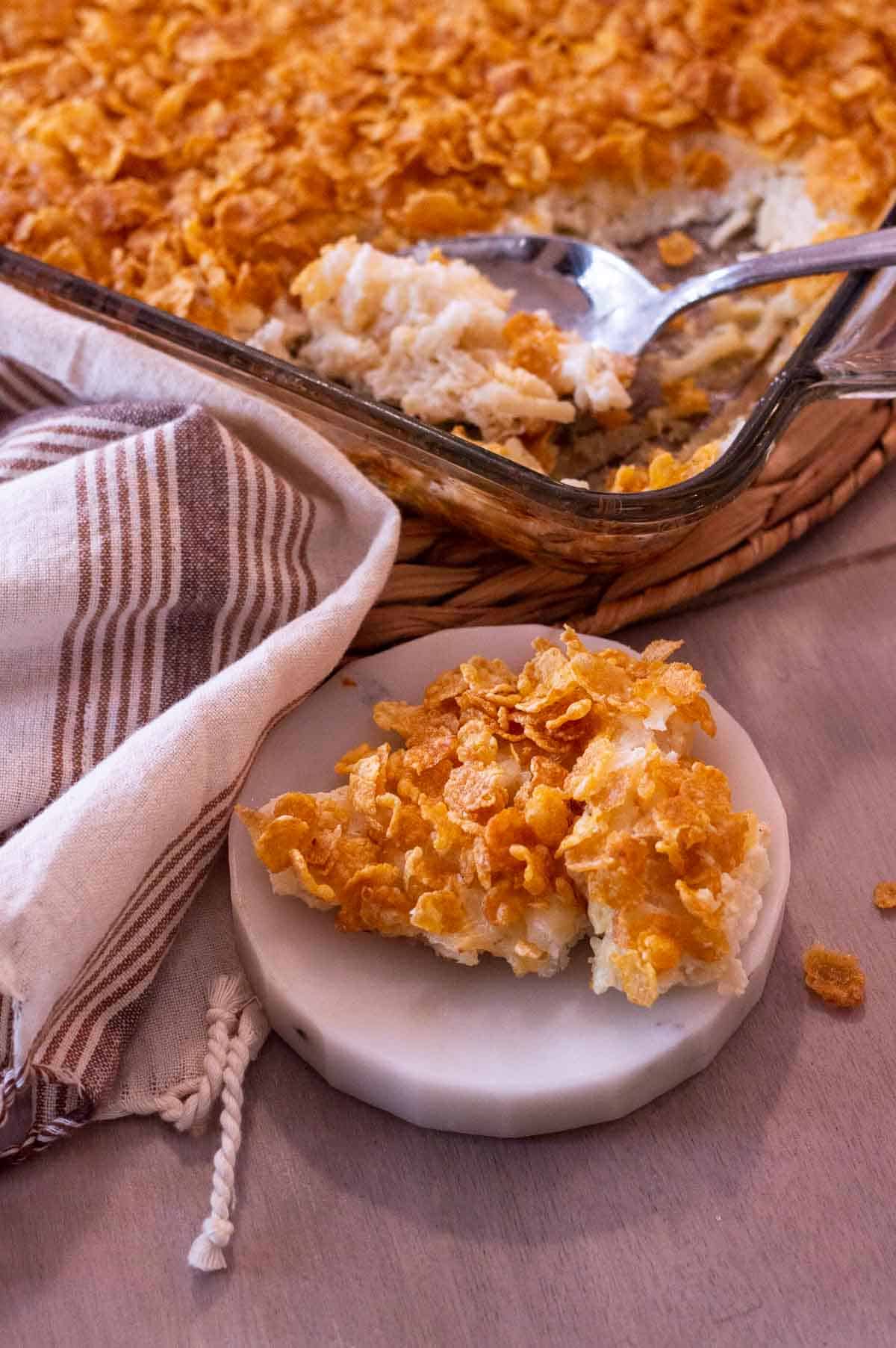 Gluten Free Funeral Potatoes on a plate