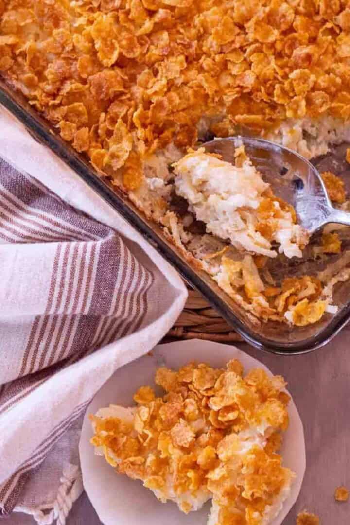 Gluten Free Funeral Potatoes in a pan