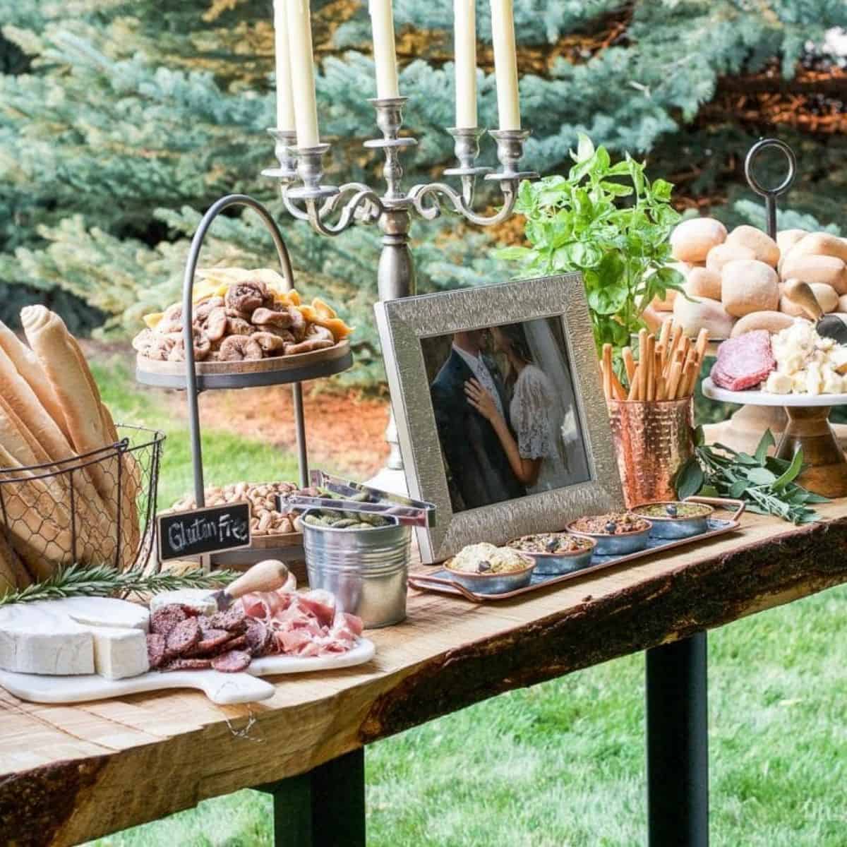 Charcuterie table at a wedding