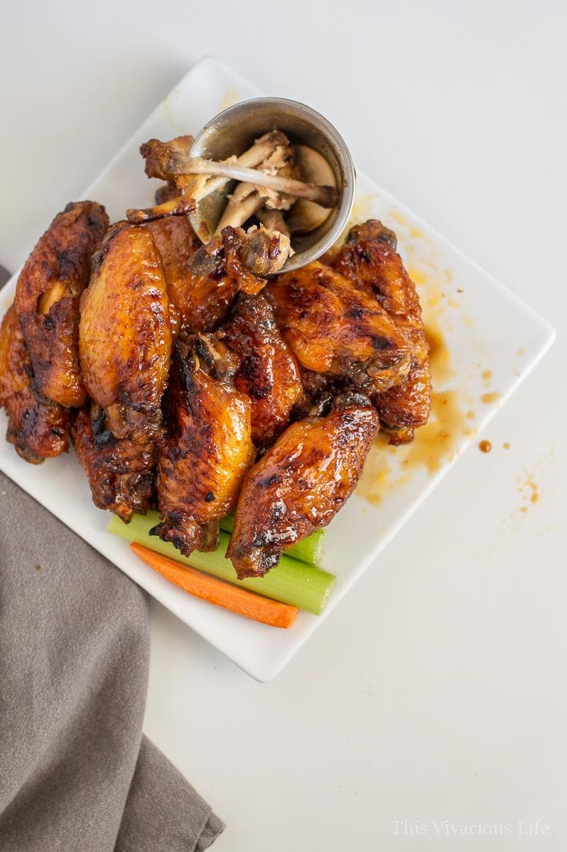 Instant pot chicken wings! They are super sticky thanks to the delicious cola sauce. Honestly, these were some of the best wings I have ever eaten! These are an easy appetizer that everyone will love.