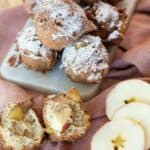 gluten free apple fritters on a marble plate