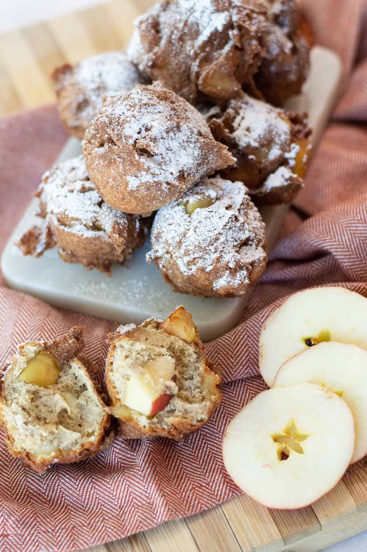 Gluten Free Apple Fritters with powdered sugar