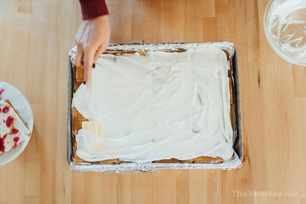 White chocolate Christmas crack on tinfoil