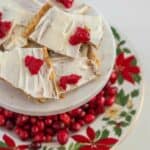 white chocolate Christmas crack on a tray