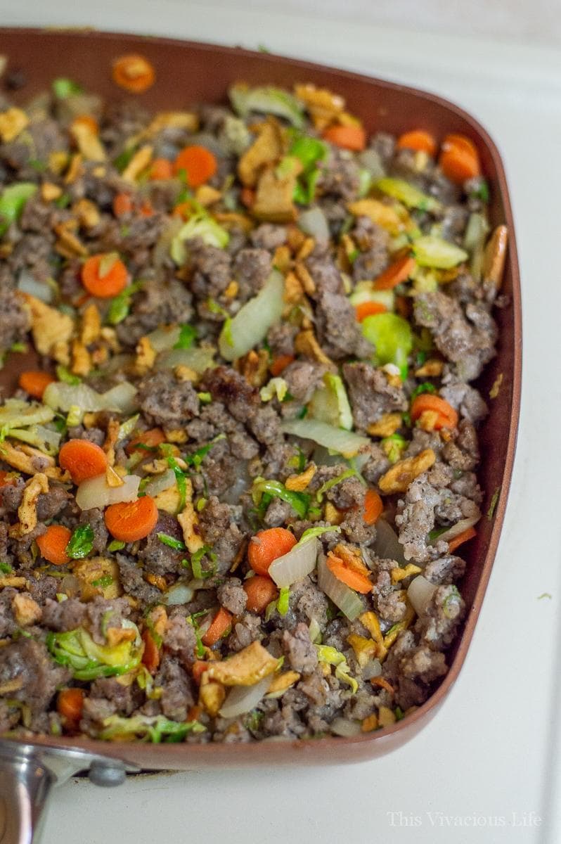 sausage and veggies in a skillet