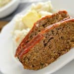 Best Gluten-Free Meatloaf on a white plate