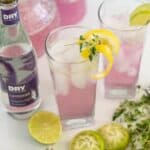 Sparkling Lavender Lemonade (or Limeade) in a glass