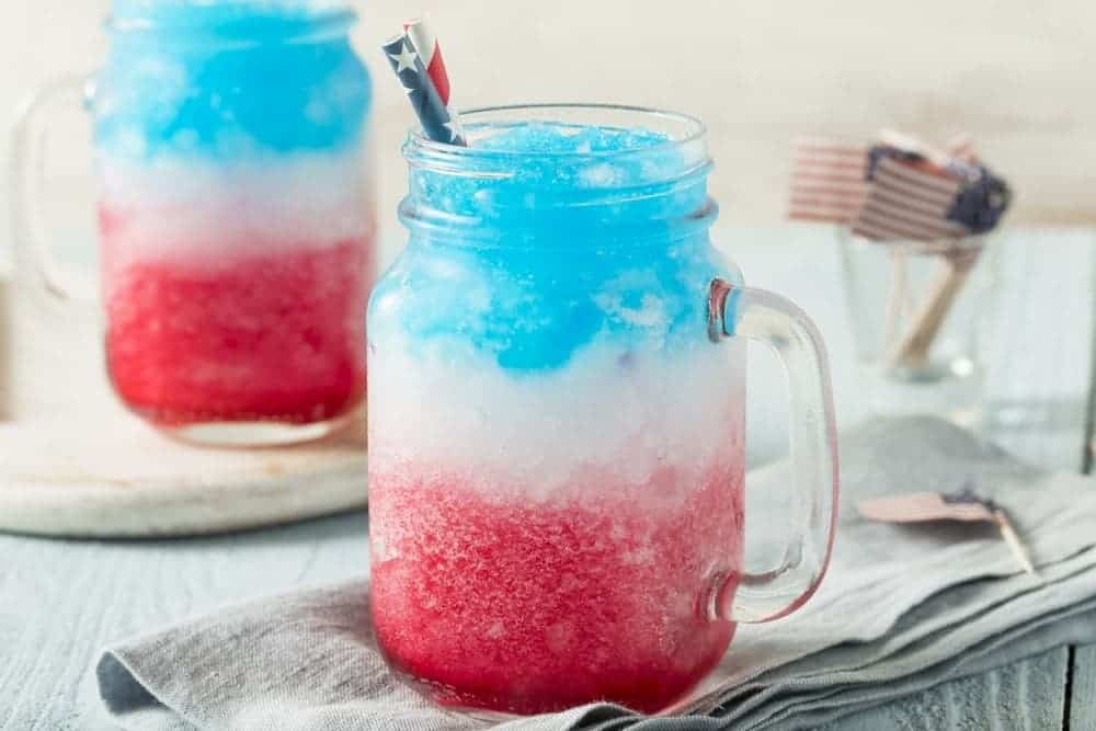 Red, white and blue drink