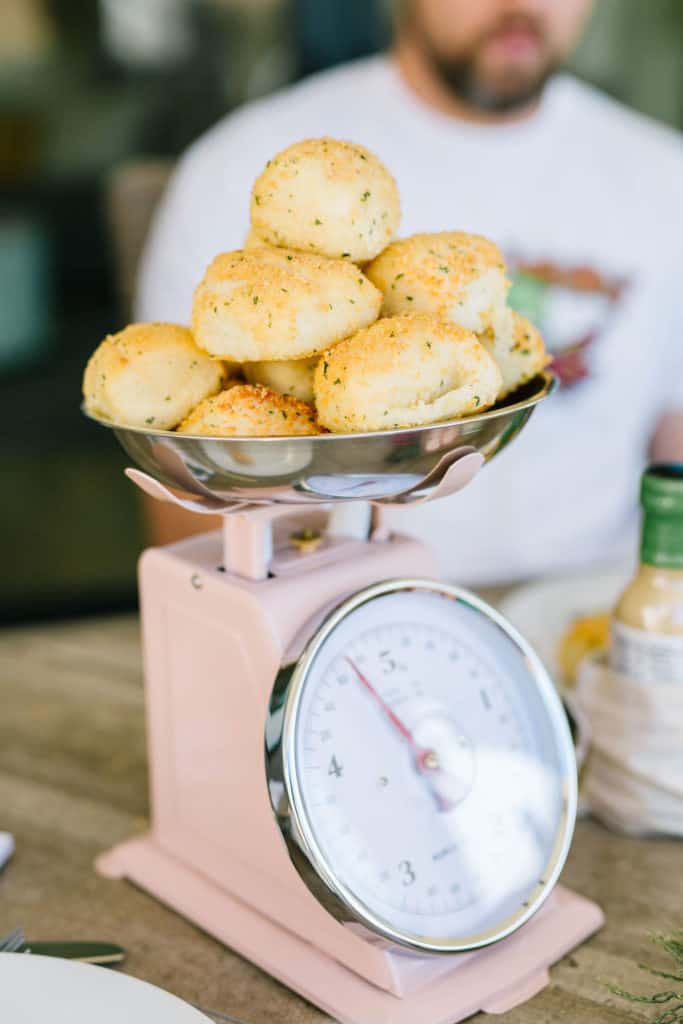 Rolls on a vintage food scale