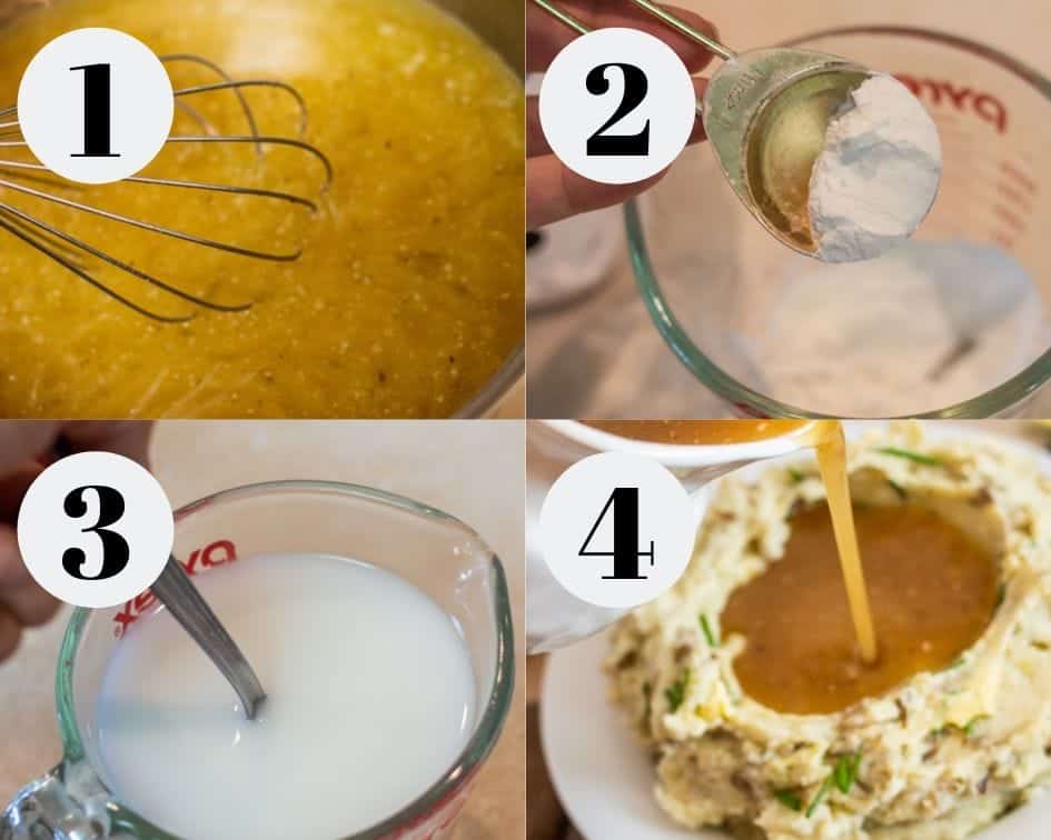 Step by step instructions for making gluten-free gravy