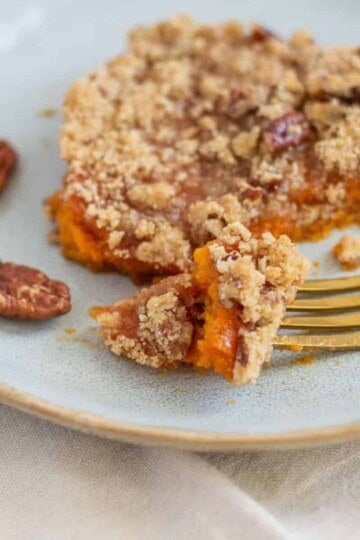gluten free sweet potato casserole on a plate