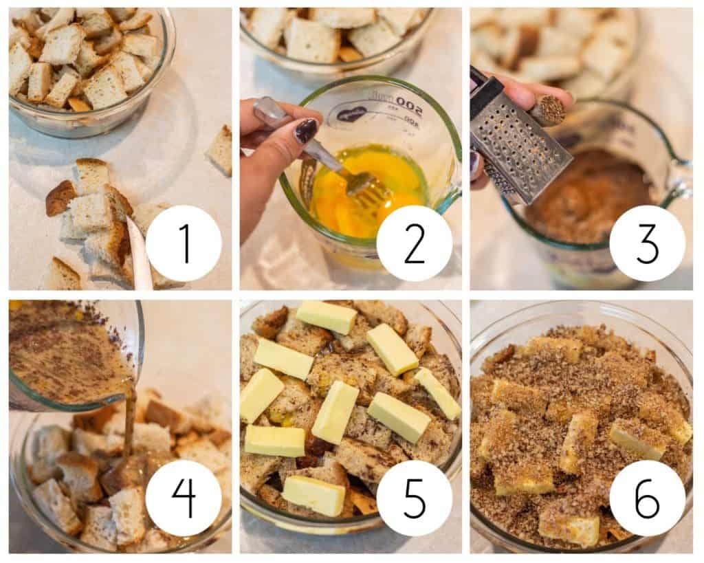 Step by step cinnamon roll French toast casserole