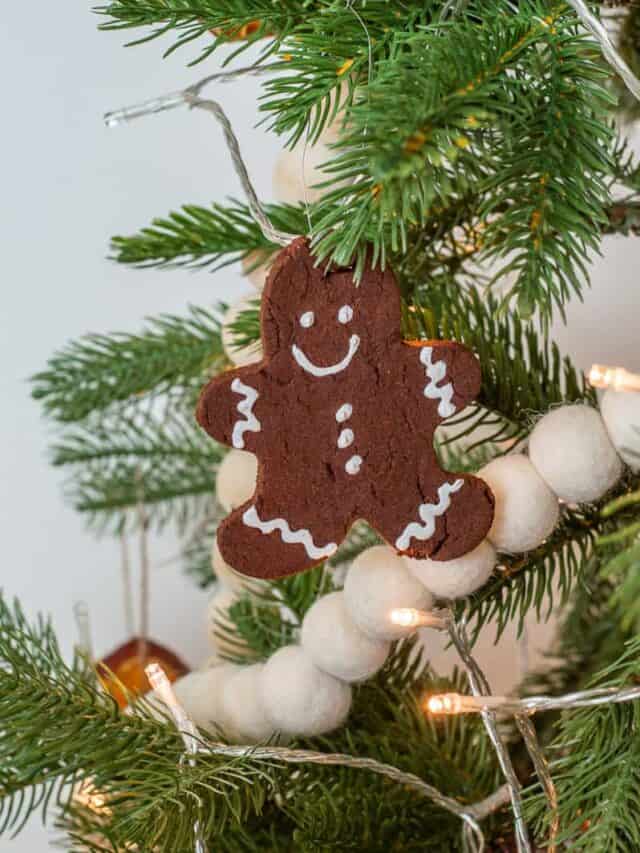 DIY gingerbread ornament on a tree