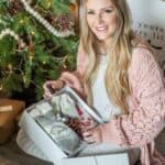 Girl with Hygge cozy christmas box