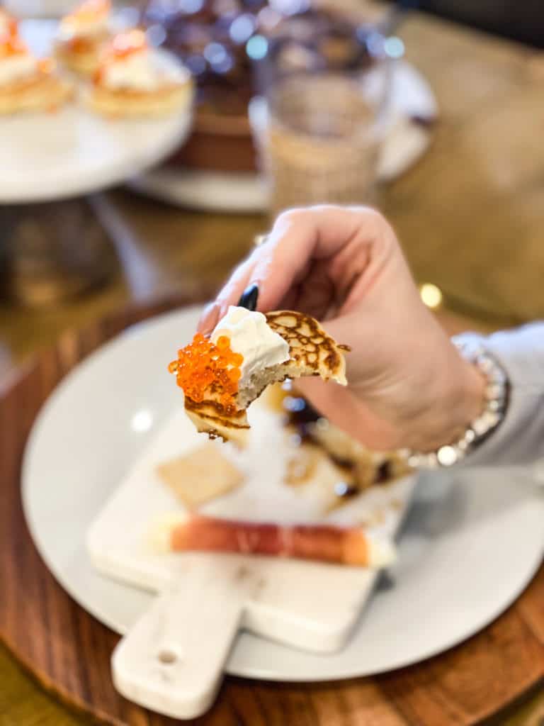 Blini with caviar and creme fraiche