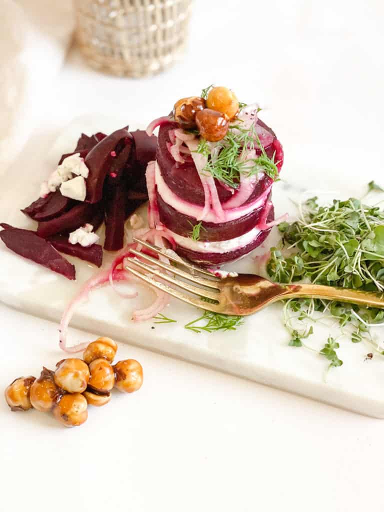 Beet and goat cheese stacked 