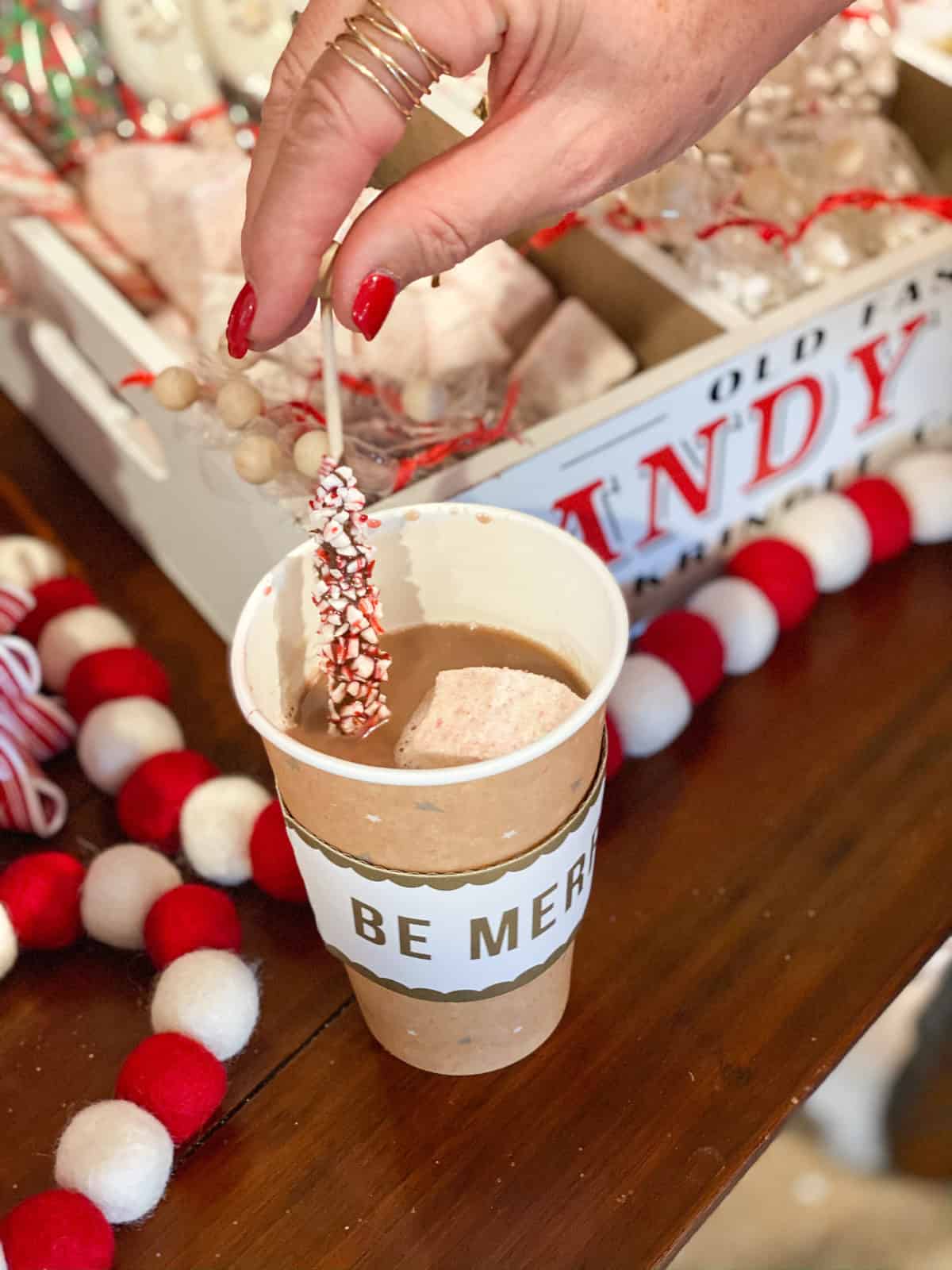 Hot cocoa bar with marshmallows