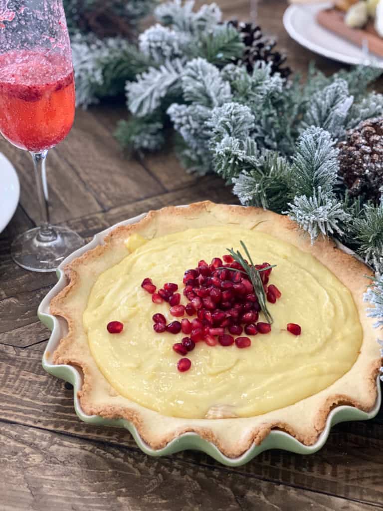 Gluten-free pie with pomegranate arils on top