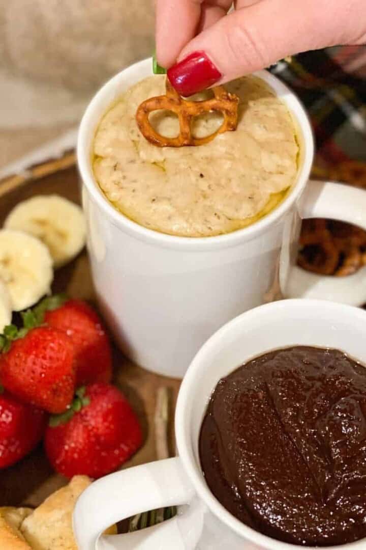 Melting Pot Cheese Fondue (Copycat) recipe in a white mug