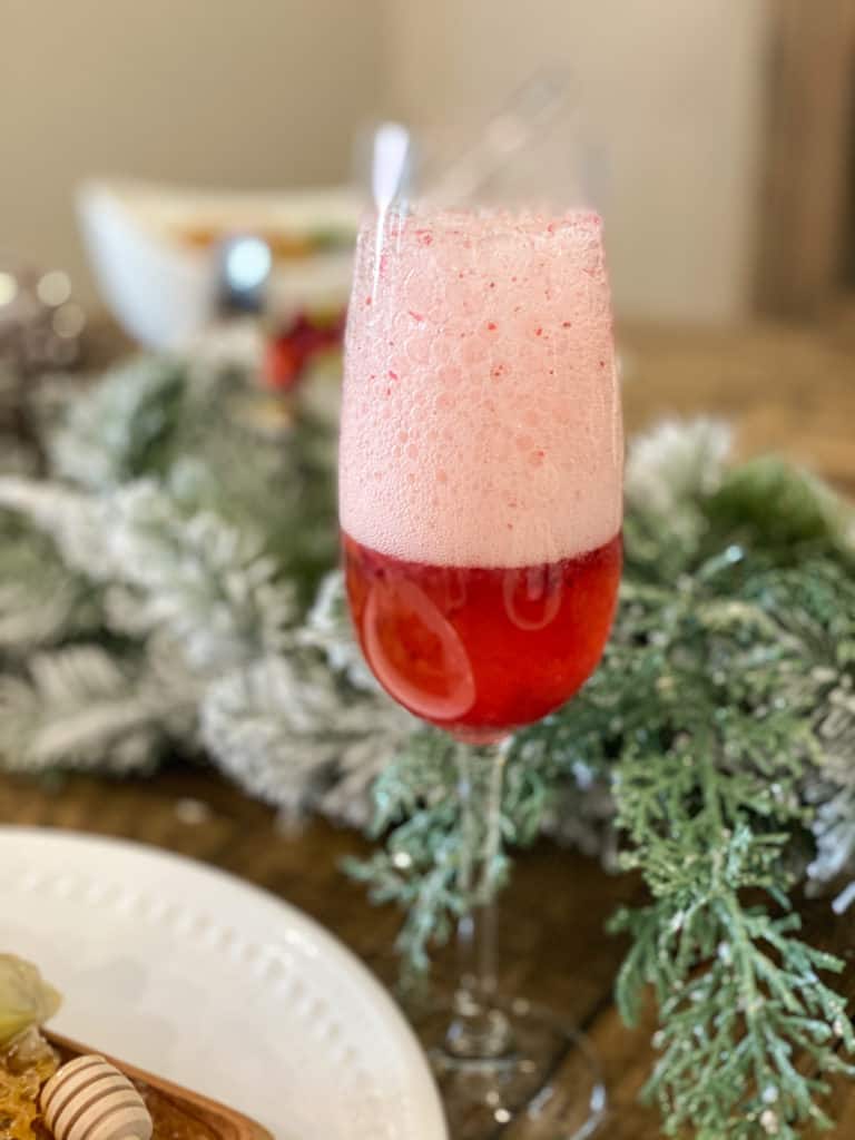 Cranberry mocktail in a champagne flute