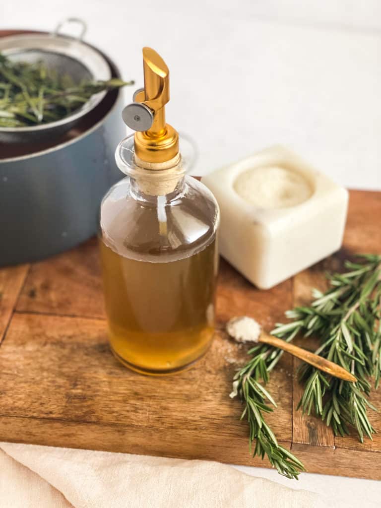 Rosemary Simple Syrup in a glass jar