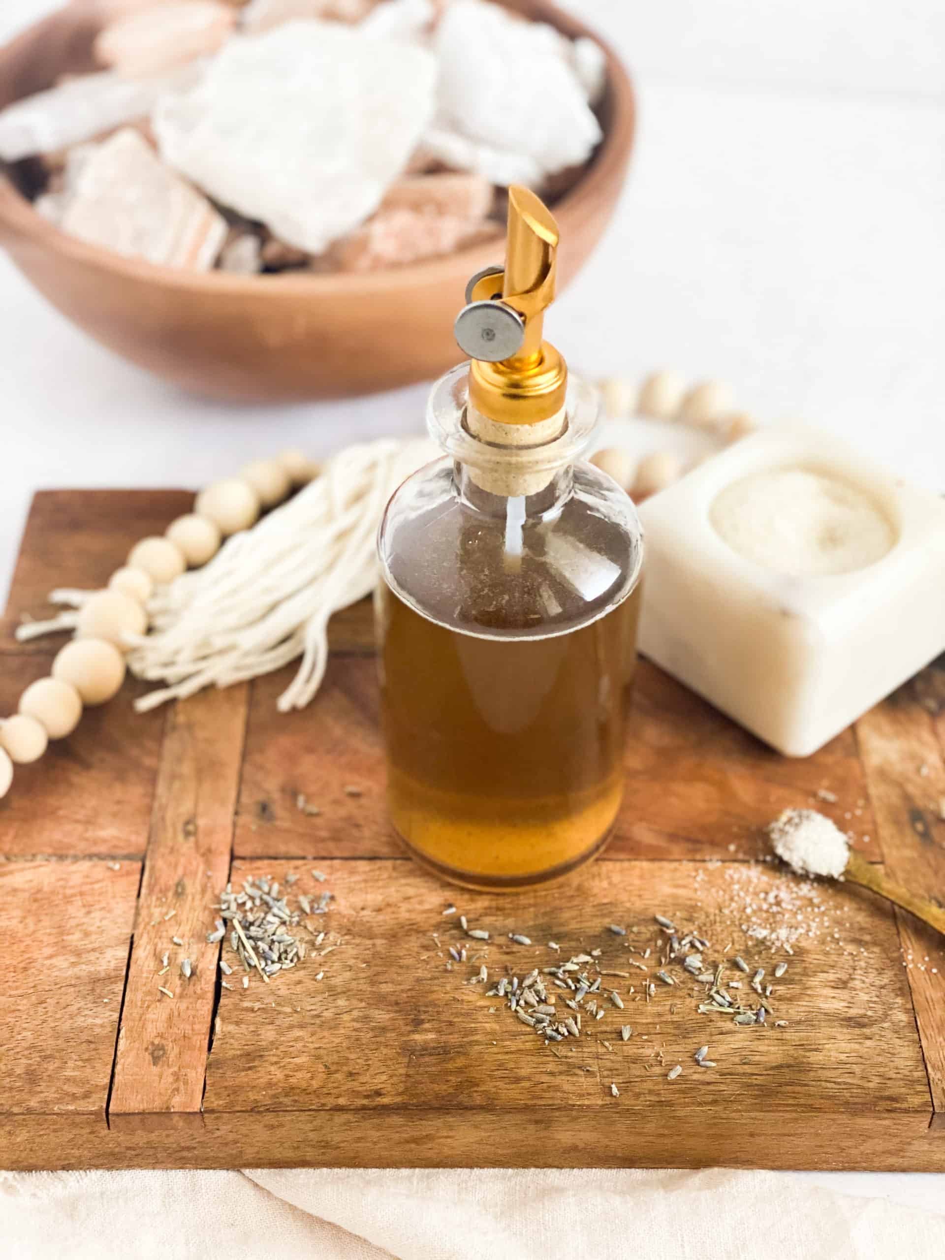 Lavender Simple Syrup in a glass jar