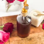 Rose Simple Syrup in a glass jar