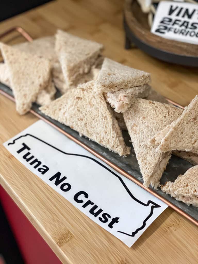 2 Fast 2 Furious Birthday Party tuna sandwiches