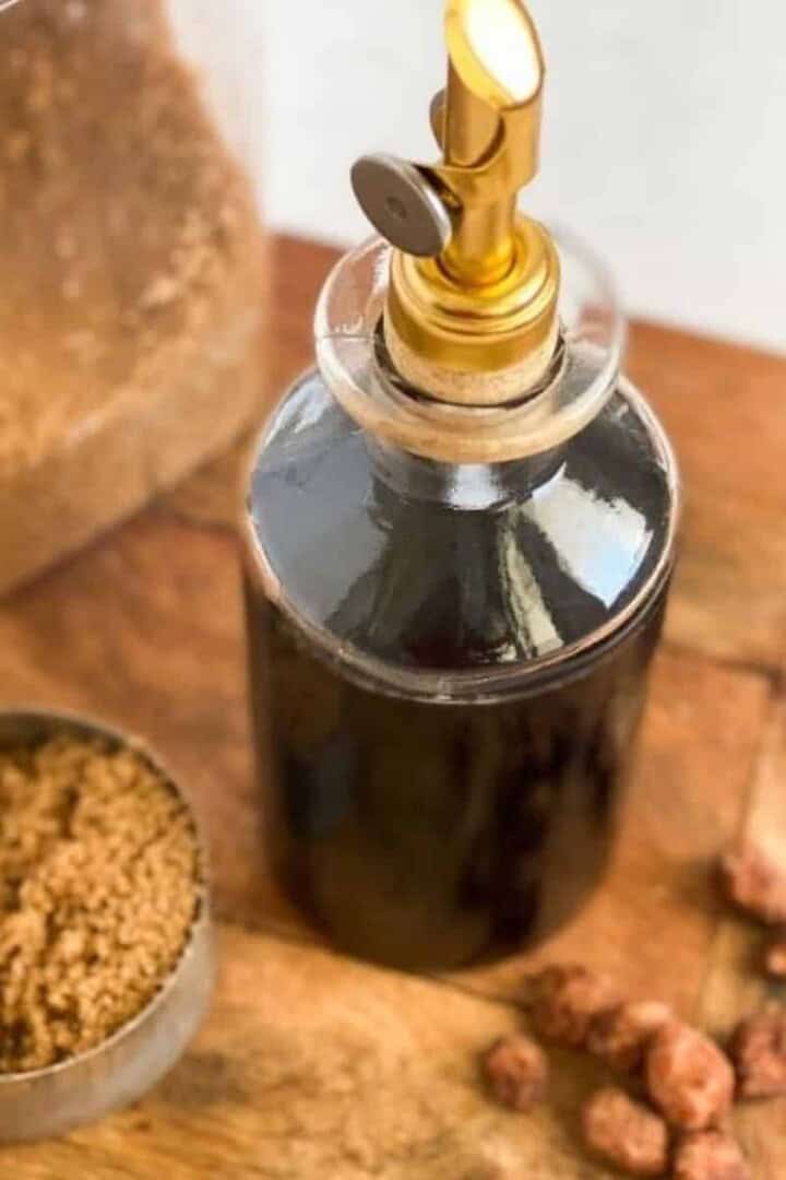 brown sugar simple syrup in a jar