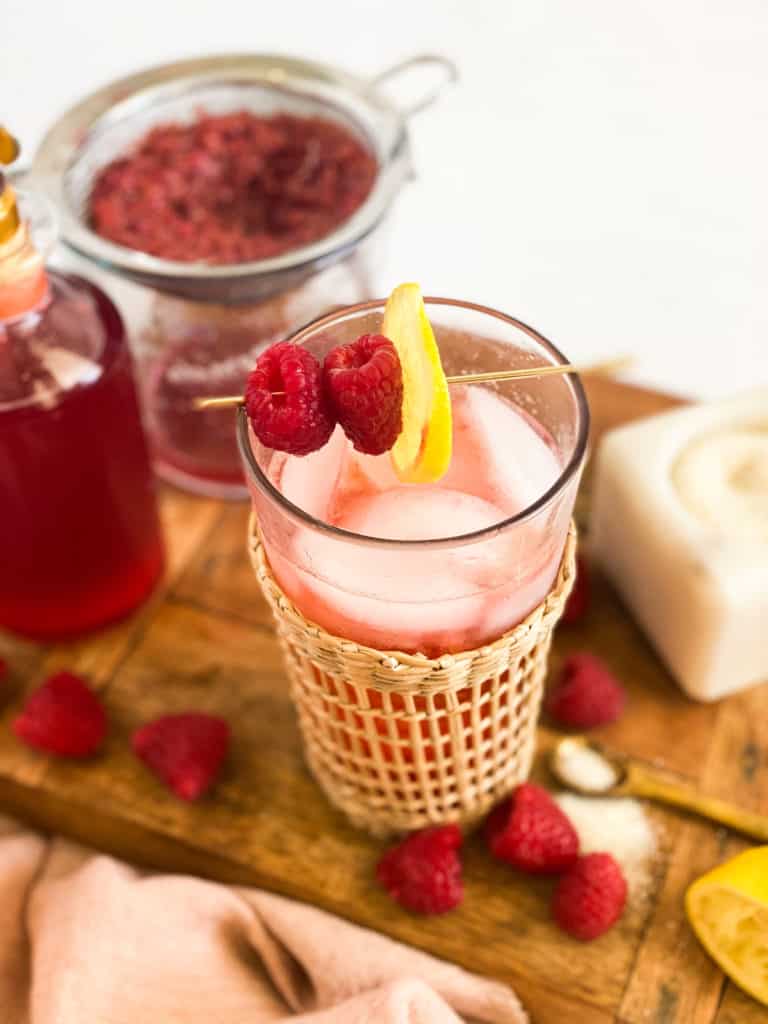 glass of raspberry mocktail
