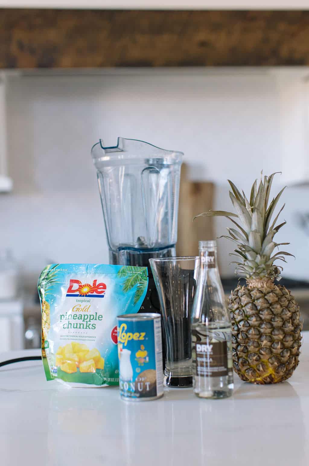 Ingredients for a pina colada mocktail