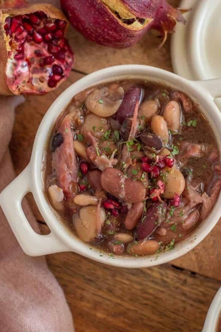 Slow Cooker Ham and Bean Soup in a bowl