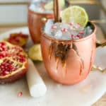 Thanksgiving mocktails in a copper mug with ice
