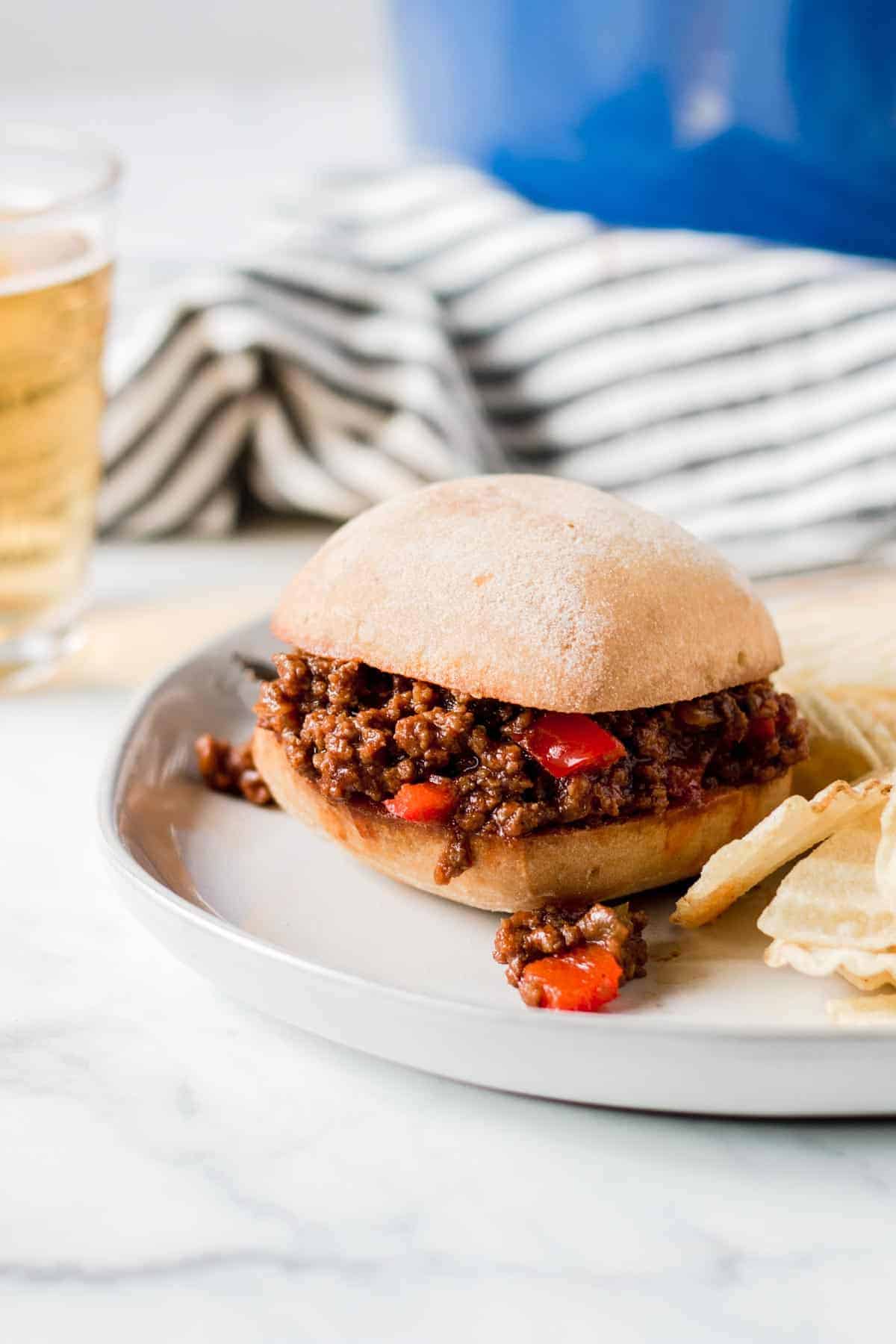 Sloppy Joe on gluten-free bun with no ketchup