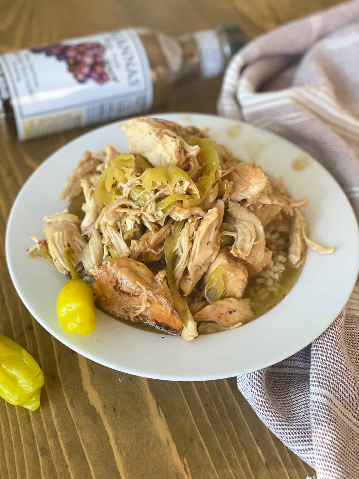 Mississippi Chicken Instant Pot in a white bowl