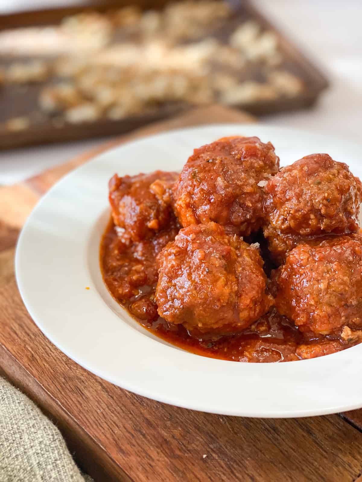 Instant Pot Meatballs in a white bowl