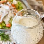 Whole30 Ranch Dressing in a glass pitcher