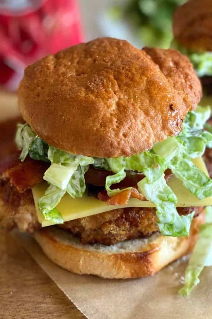 Chick-Fil-A gluten-free chicken sandwich recipe on a wood board