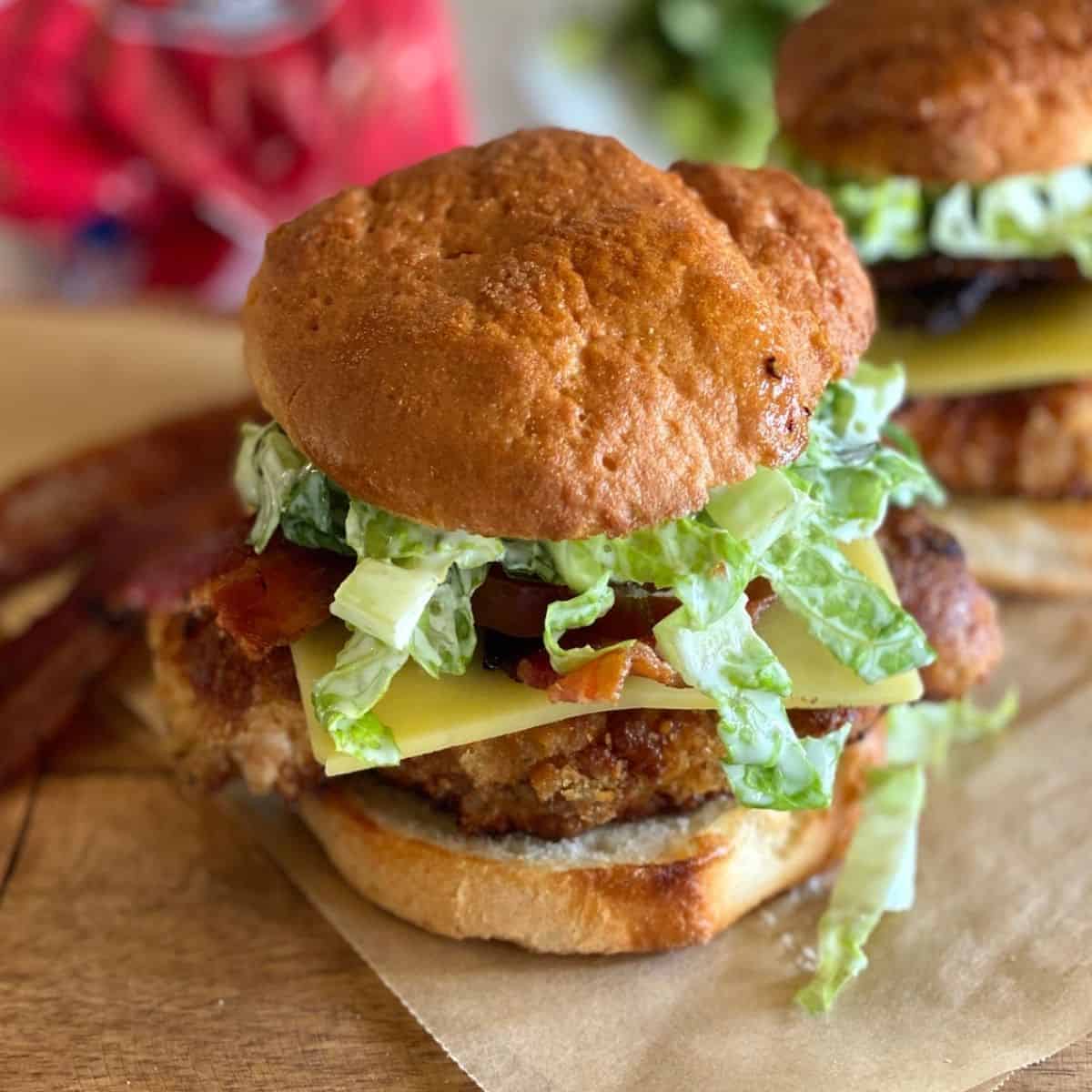 Chick-Fil-A gluten-free chicken sandwich recipe on a wood board