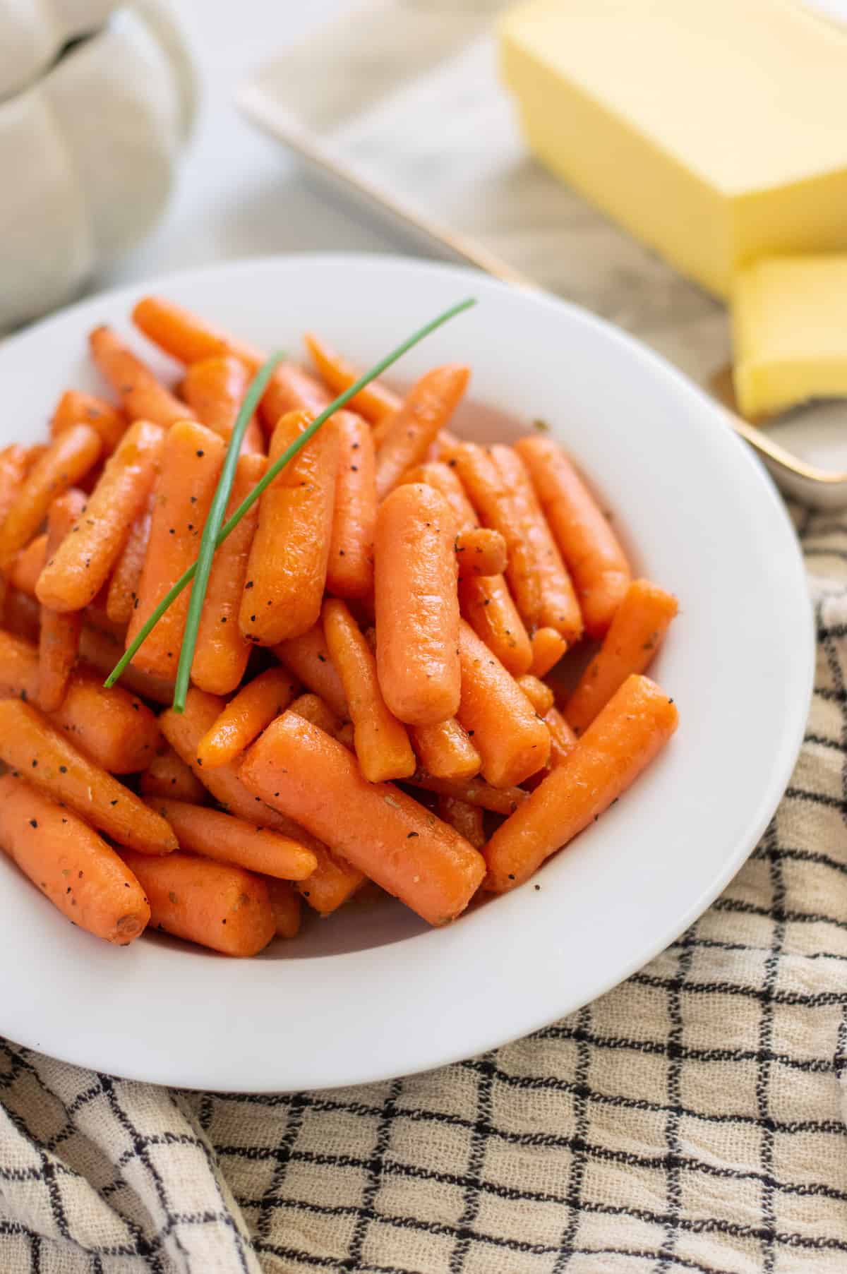 Instant pot carrots in a white bowl