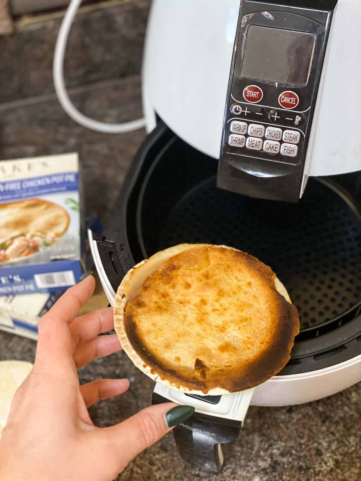 air fryer pot pie coming out cooked