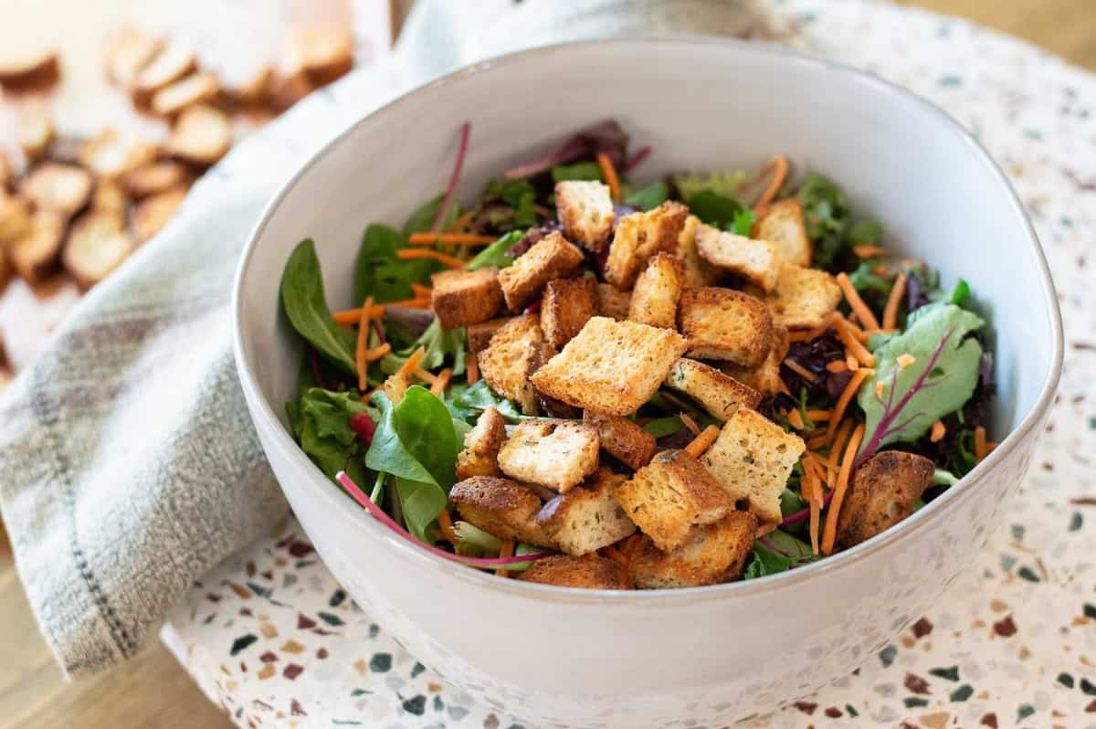 Gluten-Free Croutons on a salad