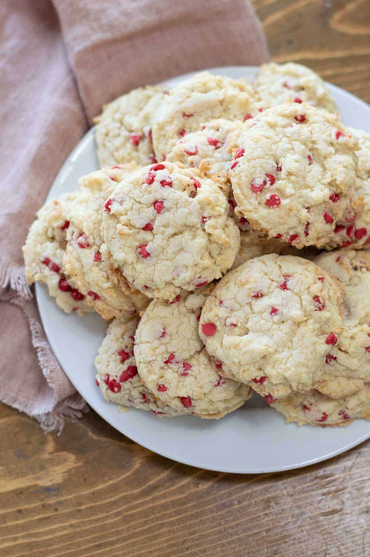 Cherry Chip Cookies (Bakery Style) on a plate