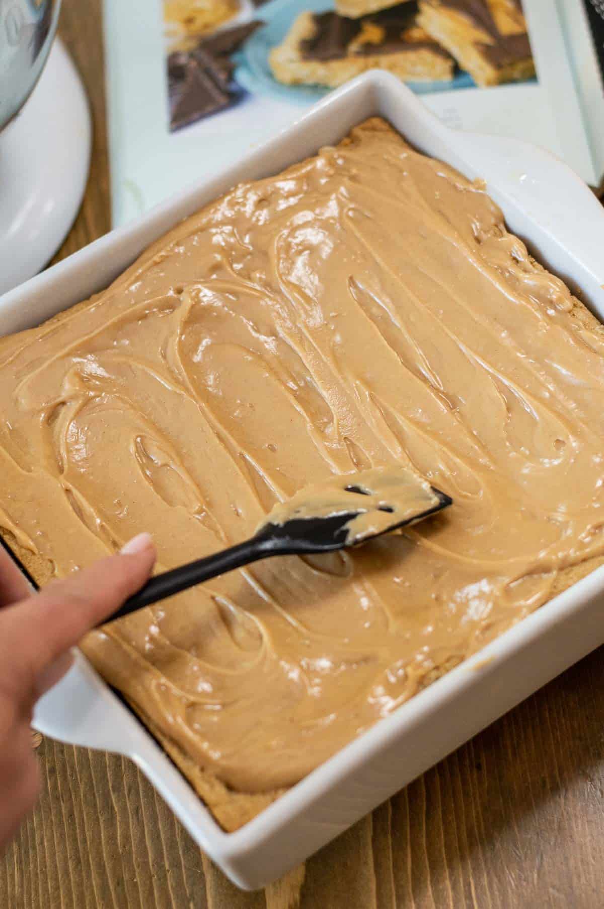 peanut butter frosting on peanut butter bars