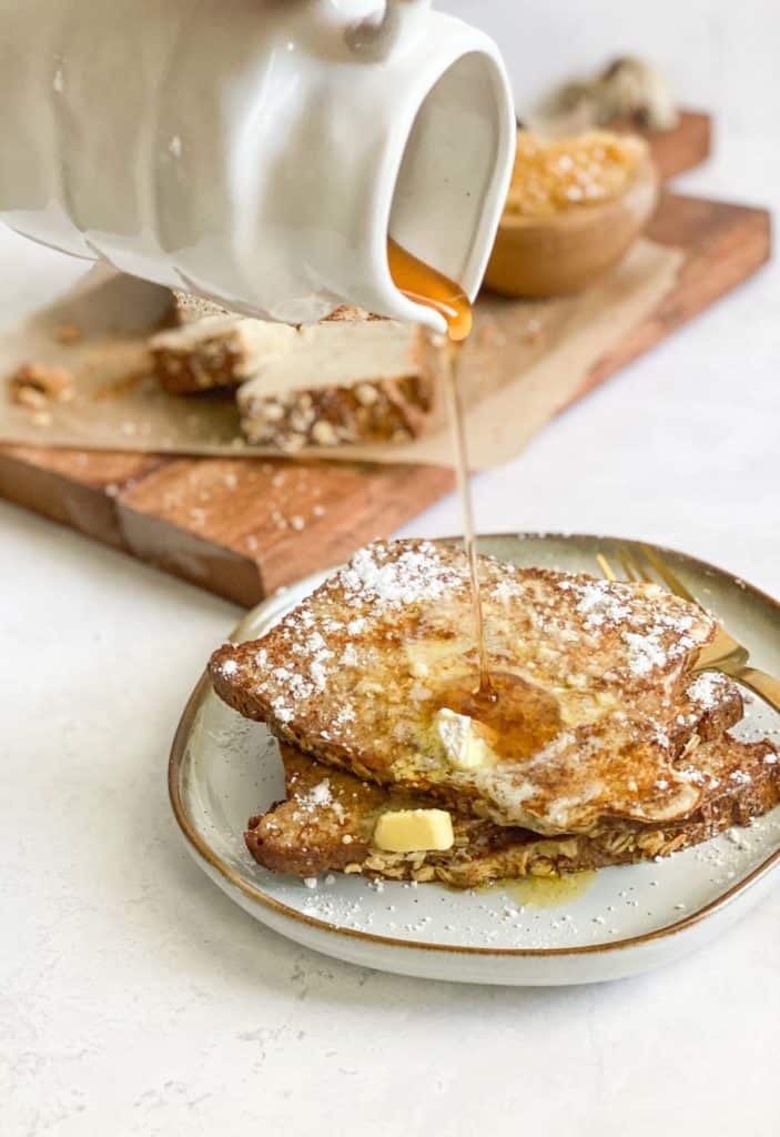Sourdough French toast on a plate